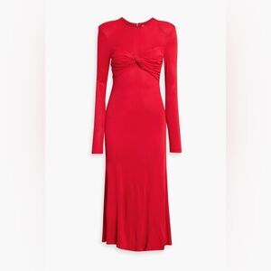 Farm Rio Women’s Medium Twisted jersey midi dress NwoT Red Long Sleeve Bodycon
